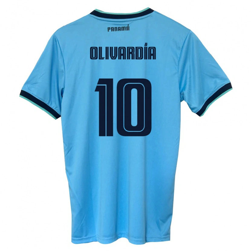 Danxen Mujer Camiseta Panamá Adrián Olivardía #10 Azul Cielo Negro 2ª Equipación 26-28 La Camisa
