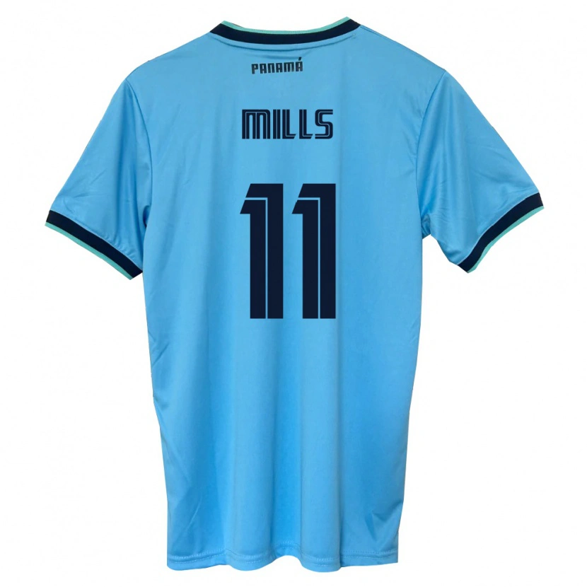 Danxen Mujer Camiseta Panamá Natalia Mills #11 Azul Cielo Negro 2ª Equipación 26-28 La Camisa