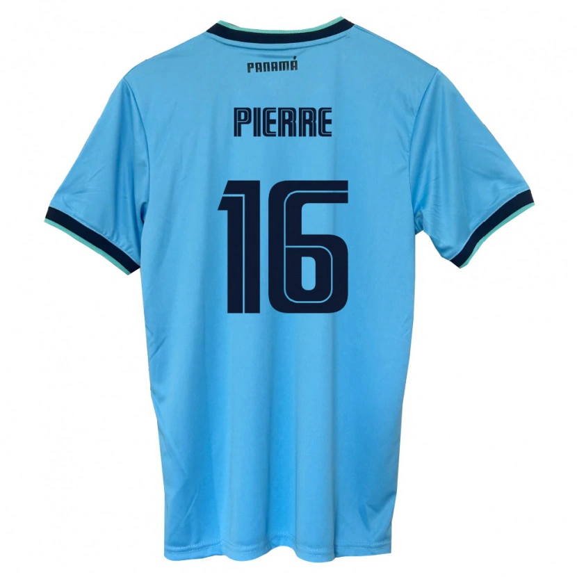 Danxen Mujer Camiseta Panamá Jael Pierre #16 Azul Cielo Negro 2ª Equipación 26-28 La Camisa