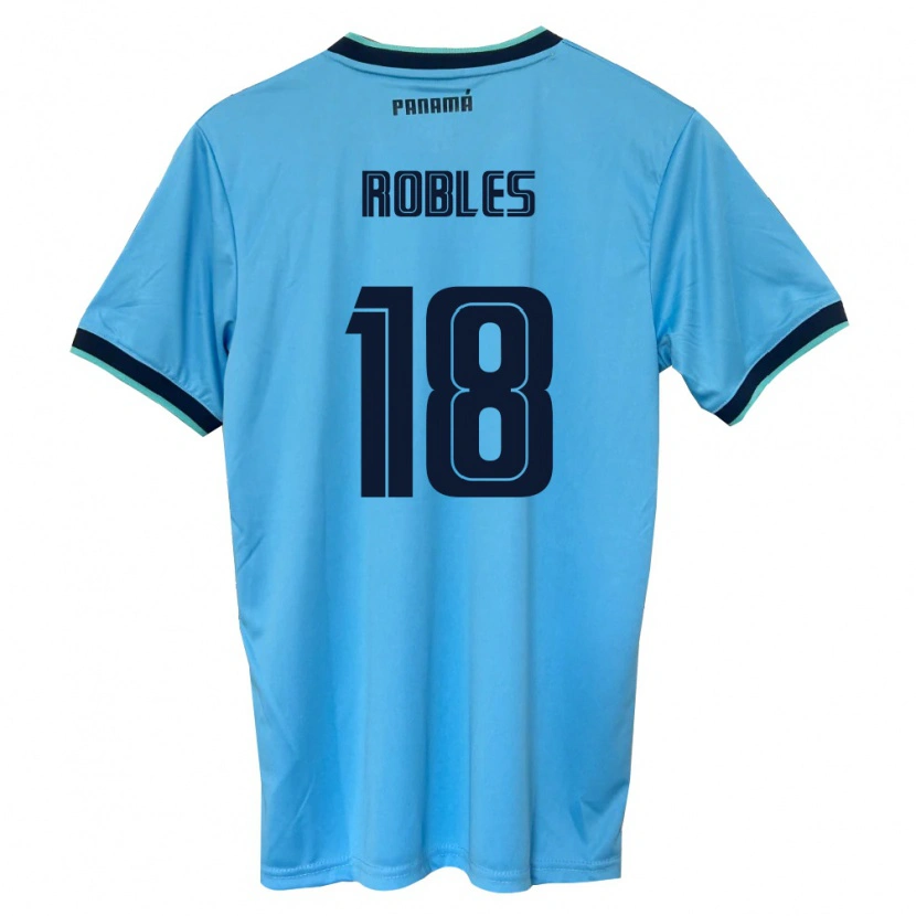 Danxen Mujer Camiseta Panamá Jordan Robles #18 Azul Cielo Negro 2ª Equipación 26-28 La Camisa