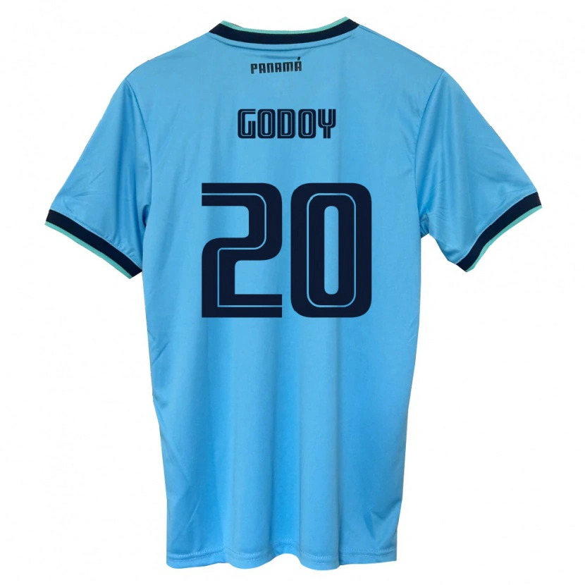Danxen Mujer Camiseta Panamá Aníbal Godoy #20 Azul Cielo Negro 2ª Equipación 26-28 La Camisa