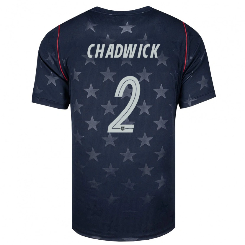 Danxen Mujer Camiseta Estados Unidos Eddie Chadwick #2 Negro Blanco Rojo 2ª Equipación 26-28 La Camisa