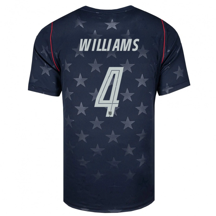 Danxen Mujer Camiseta Estados Unidos Thomas Williams #4 Negro Blanco Rojo 2ª Equipación 26-28 La Camisa