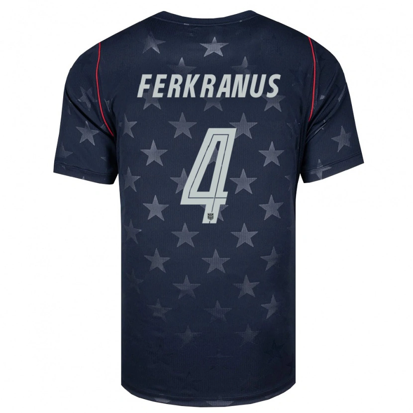 Danxen Mujer Camiseta Estados Unidos Marcus Ferkranus #4 Negro Blanco Rojo 2ª Equipación 26-28 La Camisa