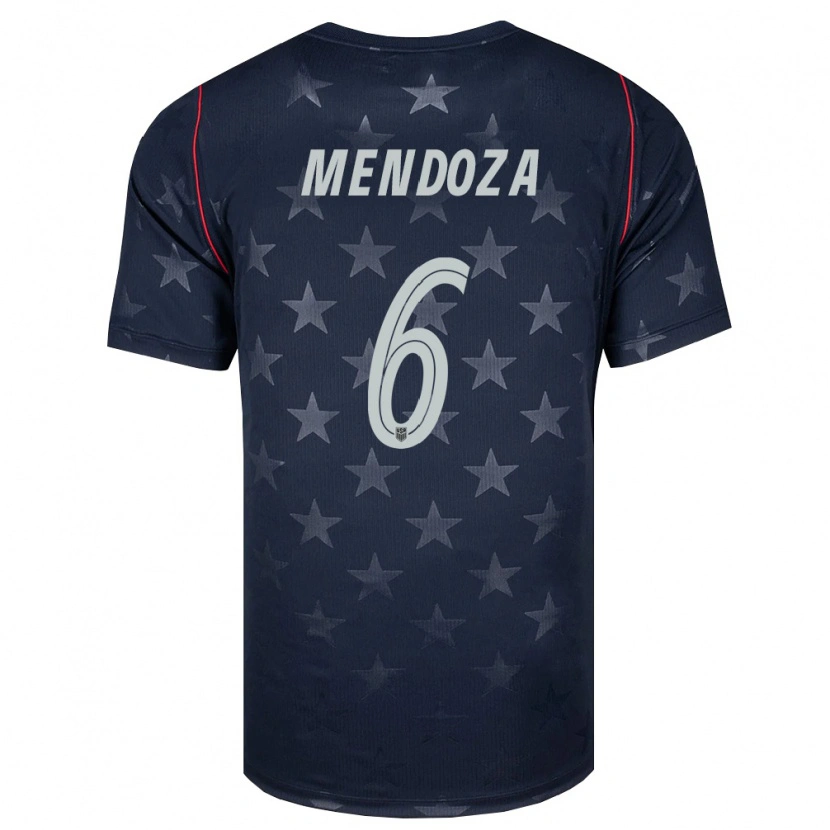 Danxen Mujer Camiseta Estados Unidos Edwyn Mendoza #6 Negro Blanco Rojo 2ª Equipación 26-28 La Camisa