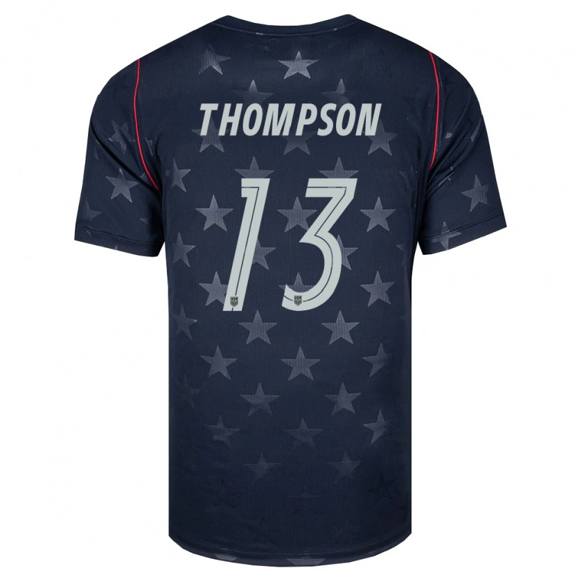 Danxen Mujer Camiseta Estados Unidos Alyssa Thompson #13 Negro Blanco Rojo 2ª Equipación 26-28 La Camisa