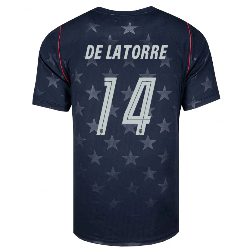 Danxen Mujer Camiseta Estados Unidos Luca De La Torre #14 Negro Blanco Rojo 2ª Equipación 26-28 La Camisa