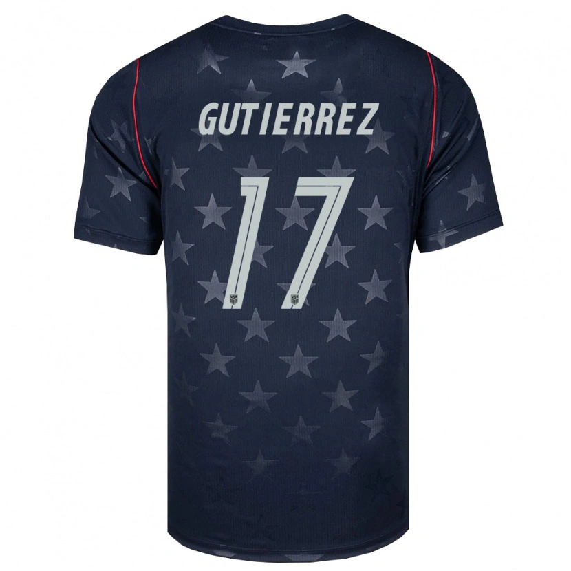 Danxen Mujer Camiseta Estados Unidos Brian Gutierrez #17 Negro Blanco Rojo 2ª Equipación 26-28 La Camisa