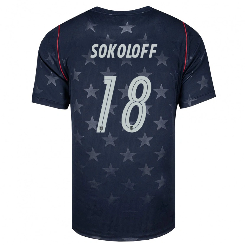 Danxen Mujer Camiseta Estados Unidos Paul Sokoloff #18 Negro Blanco Rojo 2ª Equipación 26-28 La Camisa