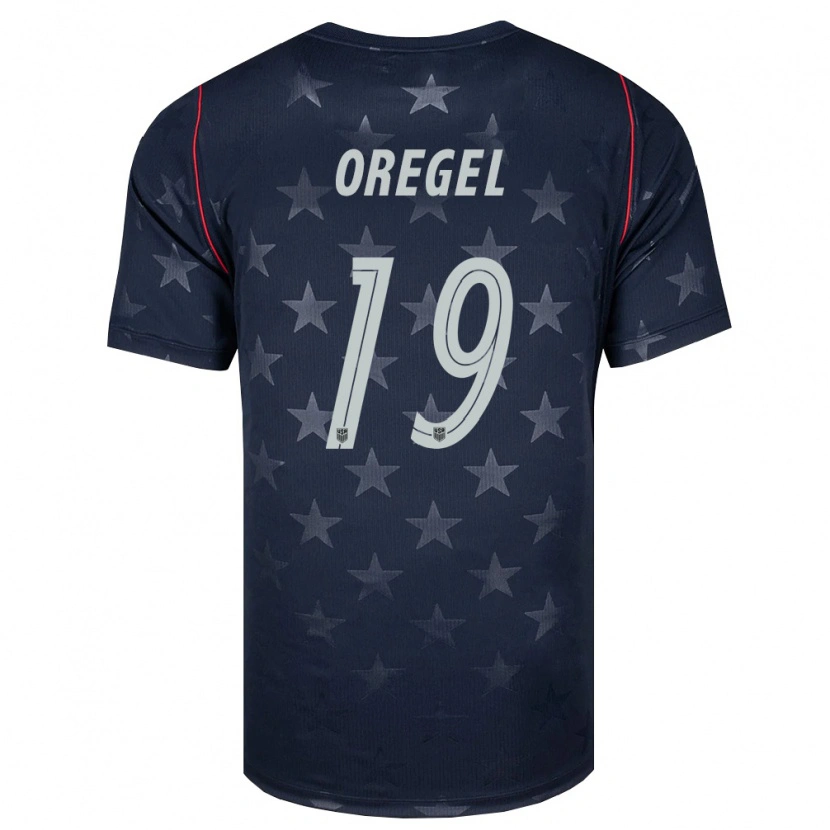 Danxen Mujer Camiseta Estados Unidos Sergio Oregel #19 Negro Blanco Rojo 2ª Equipación 26-28 La Camisa