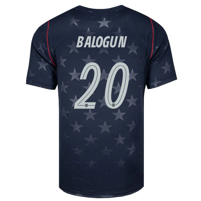 Danxen Mujer Camiseta Estados Unidos Folarin Balogun #20 Negro Blanco Rojo 2ª Equipación 26-28 La Camisa