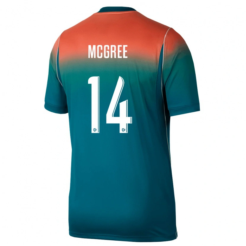 Danxen Mujer Camiseta Australia Riley Mcgree #14 Verde Rosa 2ª Equipación 26-28 La Camisa