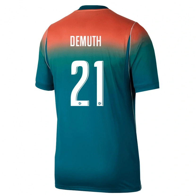Danxen Mujer Camiseta Australia Luka Demuth #21 Verde Rosa 2ª Equipación 26-28 La Camisa