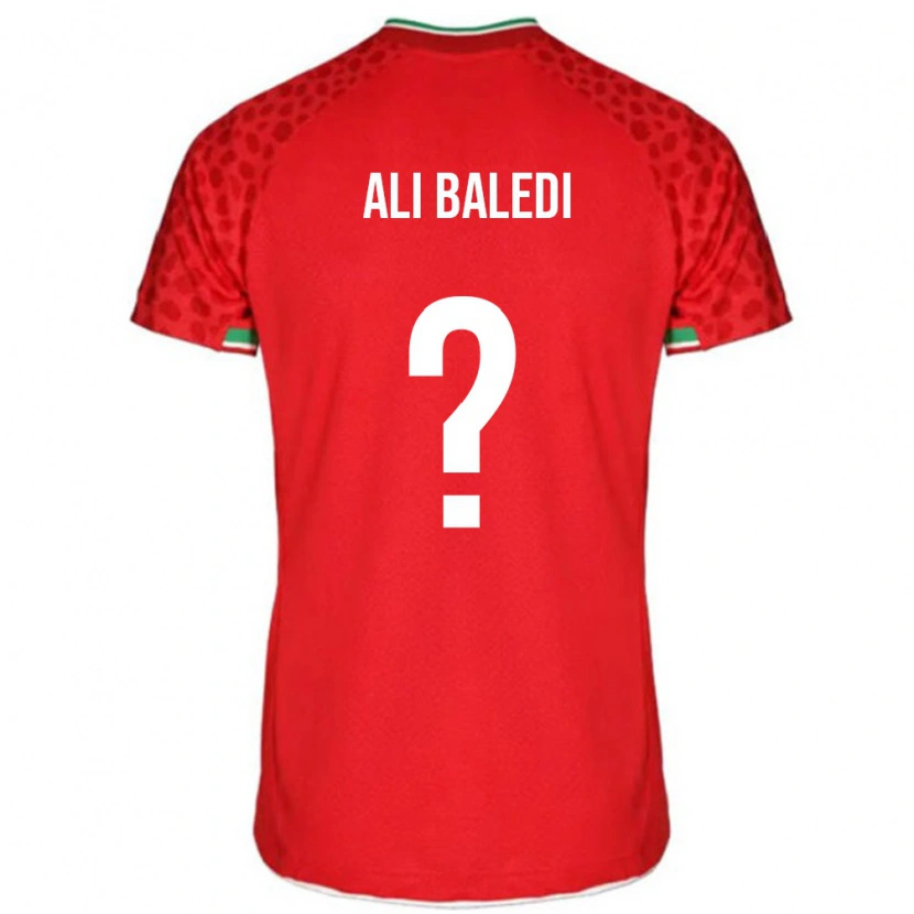 Danxen Mujer Camiseta Irán Morteza Ali Baledi #0 Rojo Blanco 2ª Equipación 26-28 La Camisa