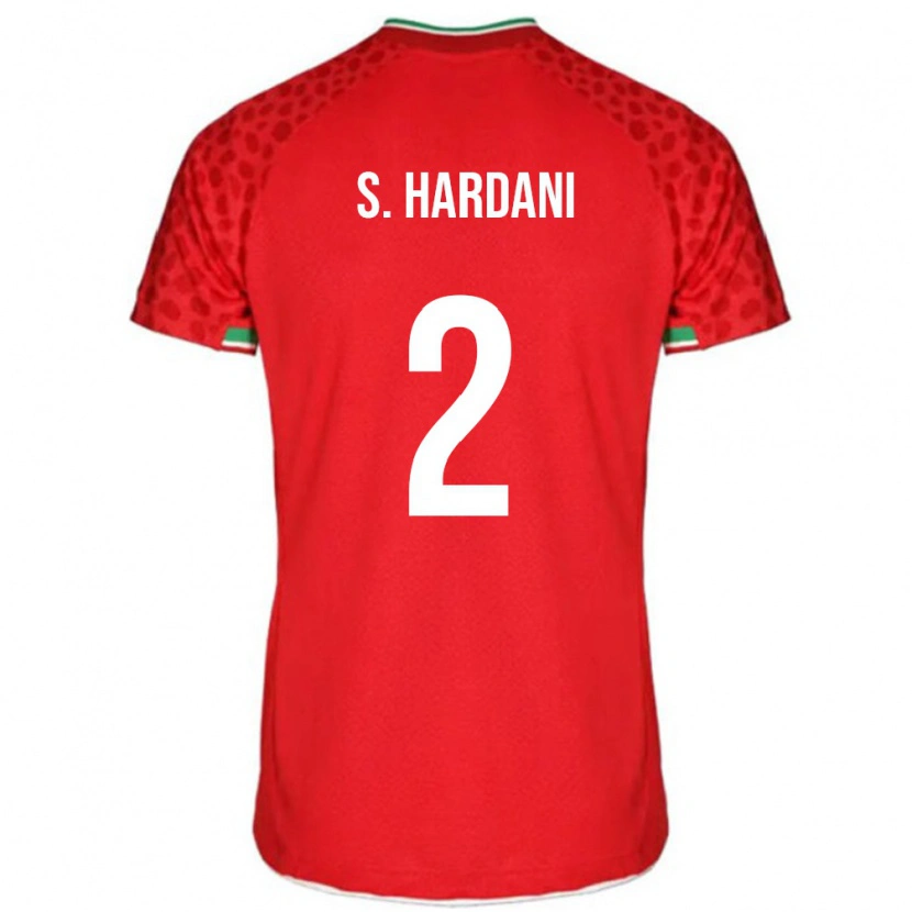 Danxen Mujer Camiseta Irán Saleh Hardani #2 Rojo Blanco 2ª Equipación 26-28 La Camisa
