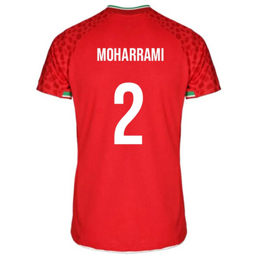 Danxen Mujer Camiseta Irán Sadegh Moharrami #2 Rojo Blanco 2ª Equipación 26-28 La Camisa