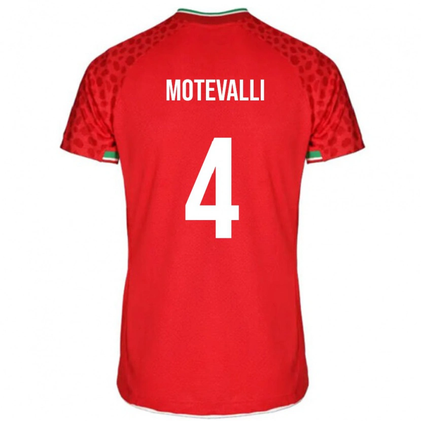 Danxen Mujer Camiseta Irán Melika Motevalli #4 Rojo Blanco 2ª Equipación 26-28 La Camisa