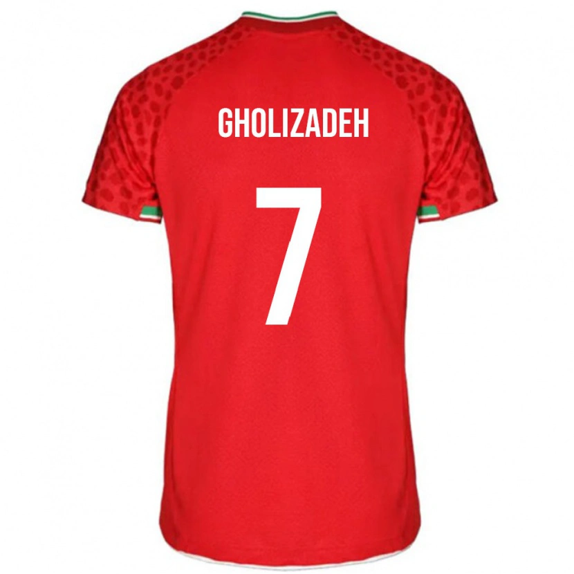 Danxen Mujer Camiseta Irán Esmaeil Gholizadeh #7 Rojo Blanco 2ª Equipación 26-28 La Camisa