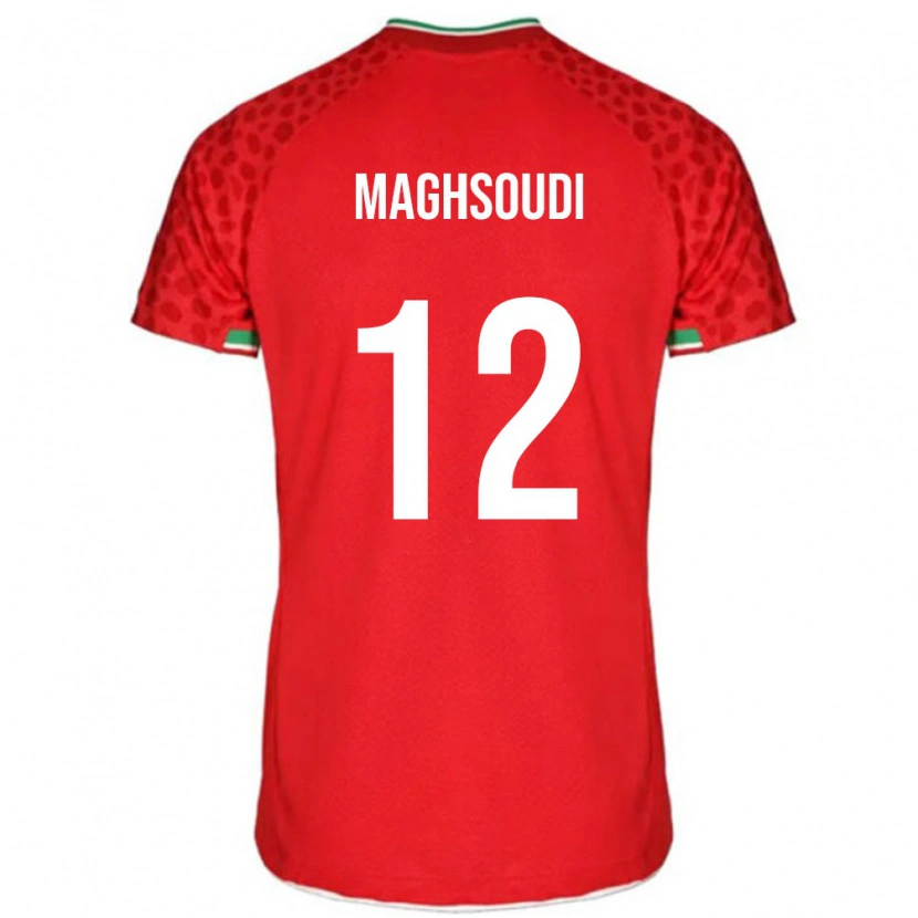 Danxen Mujer Camiseta Irán Amirmehdi Maghsoudi #12 Rojo Blanco 2ª Equipación 26-28 La Camisa