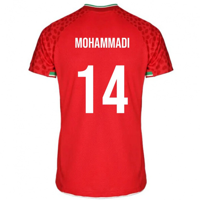 Danxen Mujer Camiseta Irán Abolfazl Mohammadi #14 Rojo Blanco 2ª Equipación 26-28 La Camisa