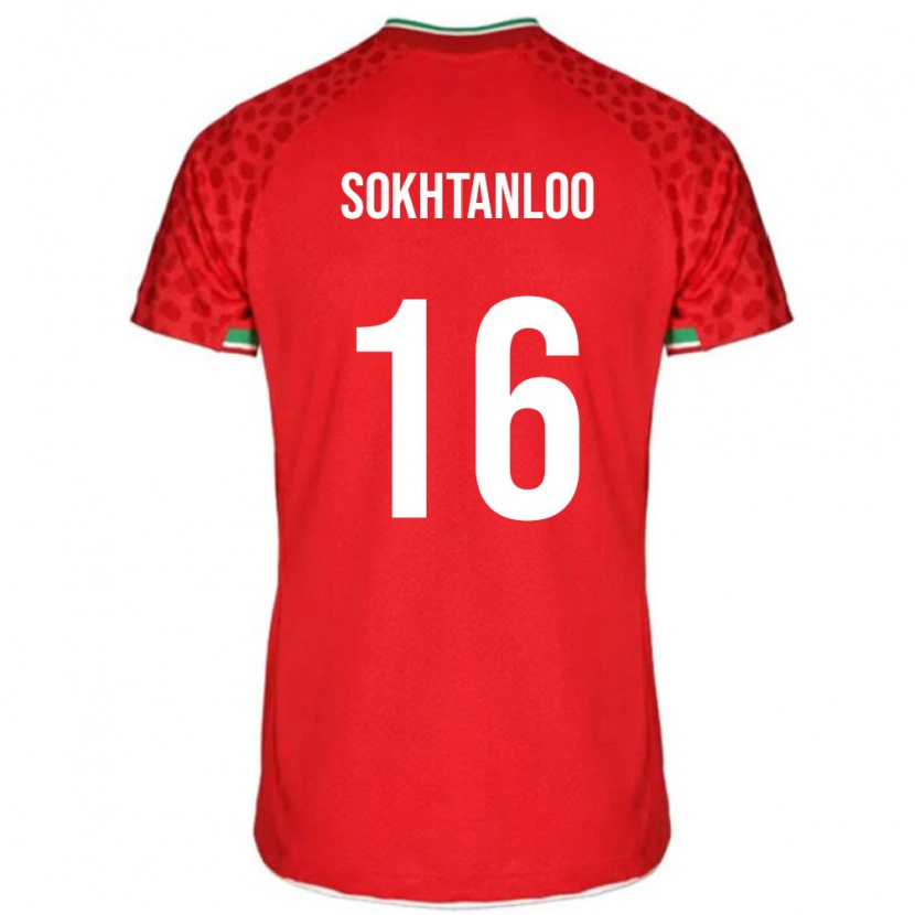 Danxen Mujer Camiseta Irán Abolfazl Sokhtanloo #16 Rojo Blanco 2ª Equipación 26-28 La Camisa