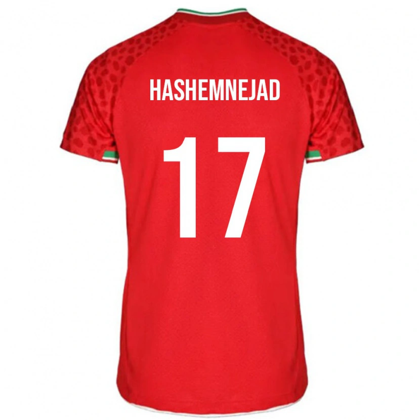 Danxen Mujer Camiseta Irán Mehdi Hashemnejad #17 Rojo Blanco 2ª Equipación 26-28 La Camisa