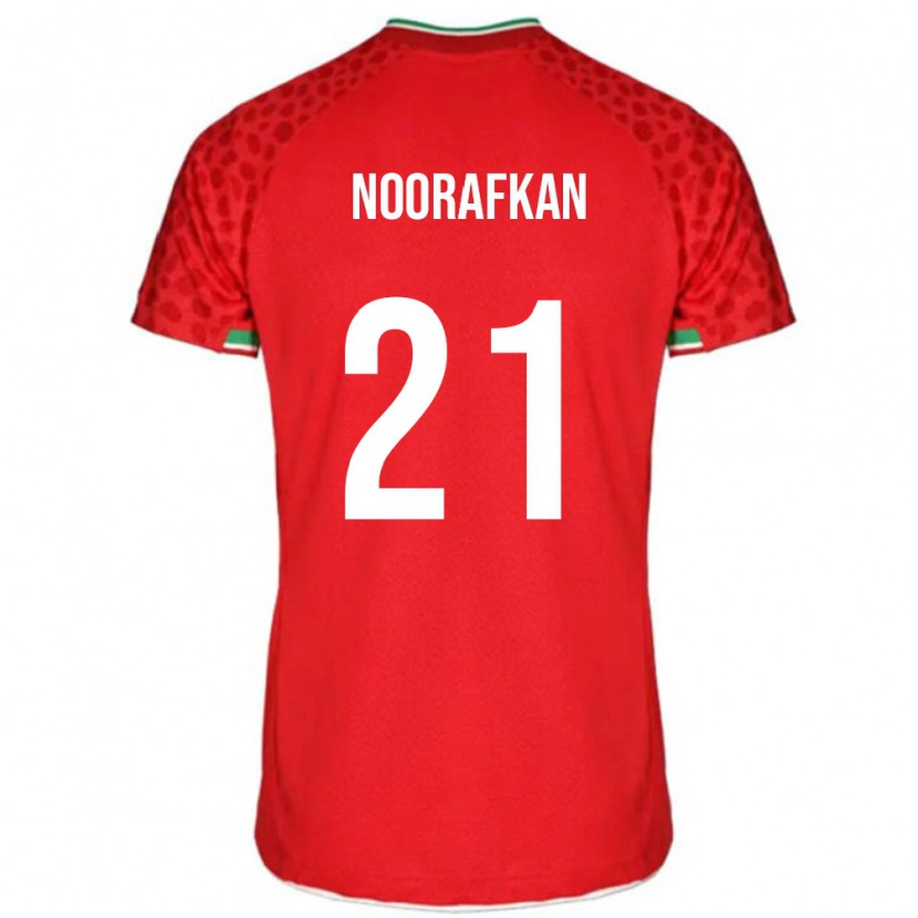 Danxen Mujer Camiseta Irán Omid Noorafkan #21 Rojo Blanco 2ª Equipación 26-28 La Camisa