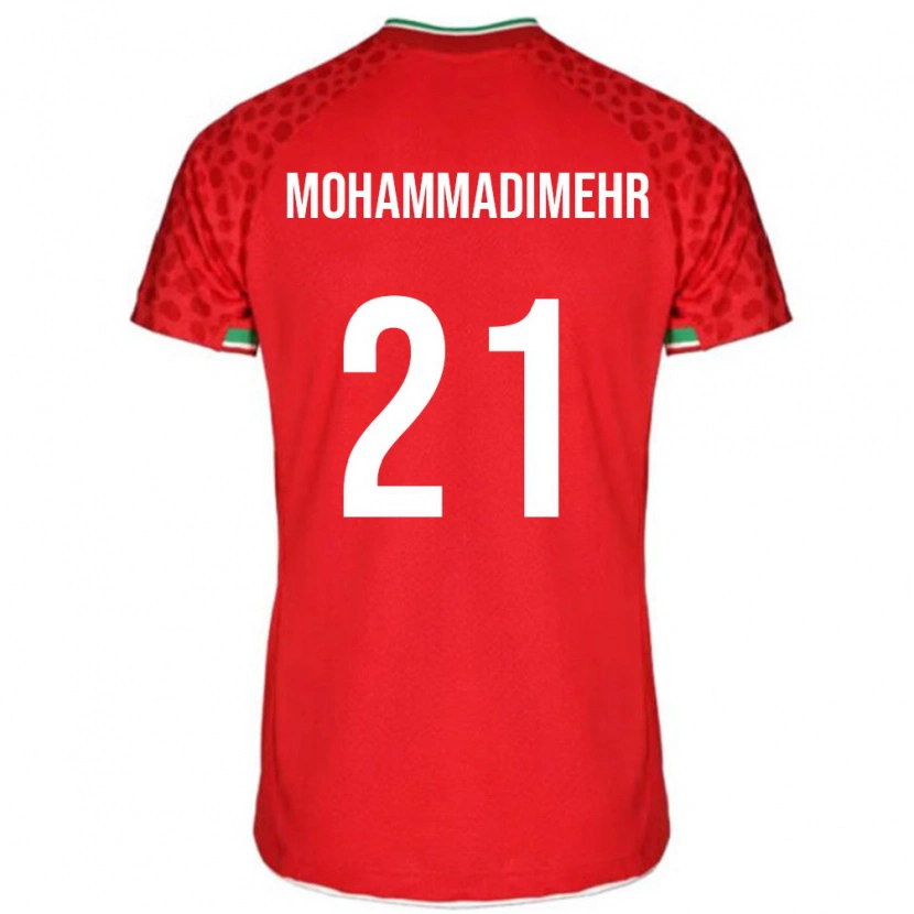 Danxen Mujer Camiseta Irán Amirtaha Mohammadimehr #21 Rojo Blanco 2ª Equipación 26-28 La Camisa