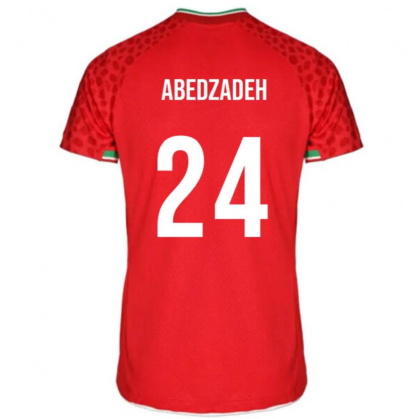 Danxen Mujer Camiseta Irán Amir Abedzadeh #24 Rojo Blanco 2ª Equipación 26-28 La Camisa