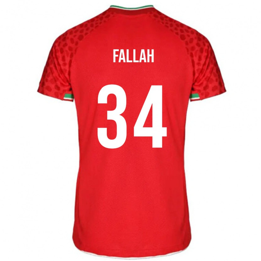 Danxen Mujer Camiseta Irán Saman Fallah #34 Rojo Blanco 2ª Equipación 26-28 La Camisa