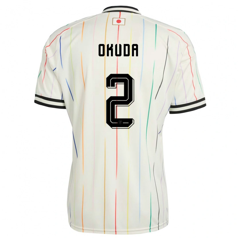 Danxen Mujer Camiseta Japón Hayato Okuda #2 Blanco Negro 2ª Equipación 26-28 La Camisa