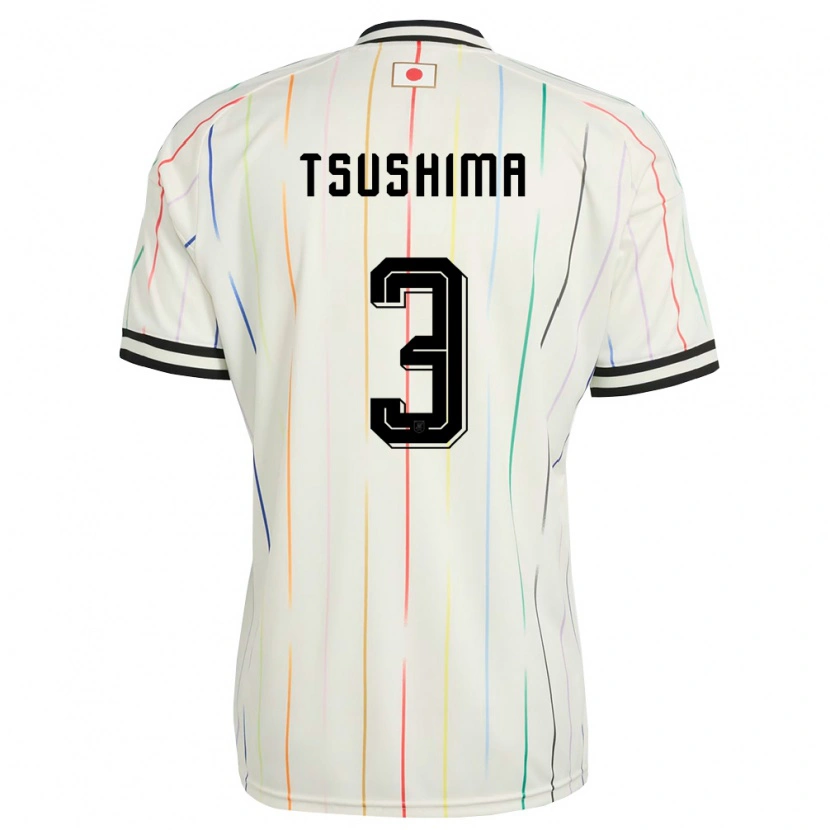 Danxen Mujer Camiseta Japón Haru Tsushima #3 Blanco Negro 2ª Equipación 26-28 La Camisa