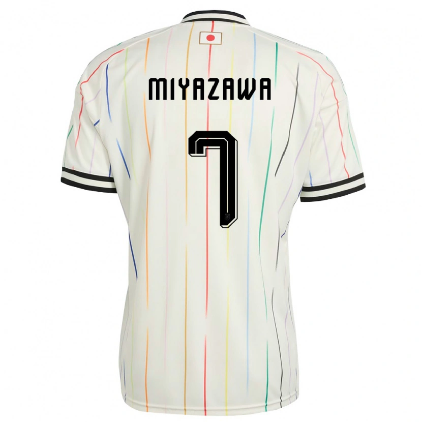 Danxen Mujer Camiseta Japón Hinata Miyazawa #7 Blanco Negro 2ª Equipación 26-28 La Camisa