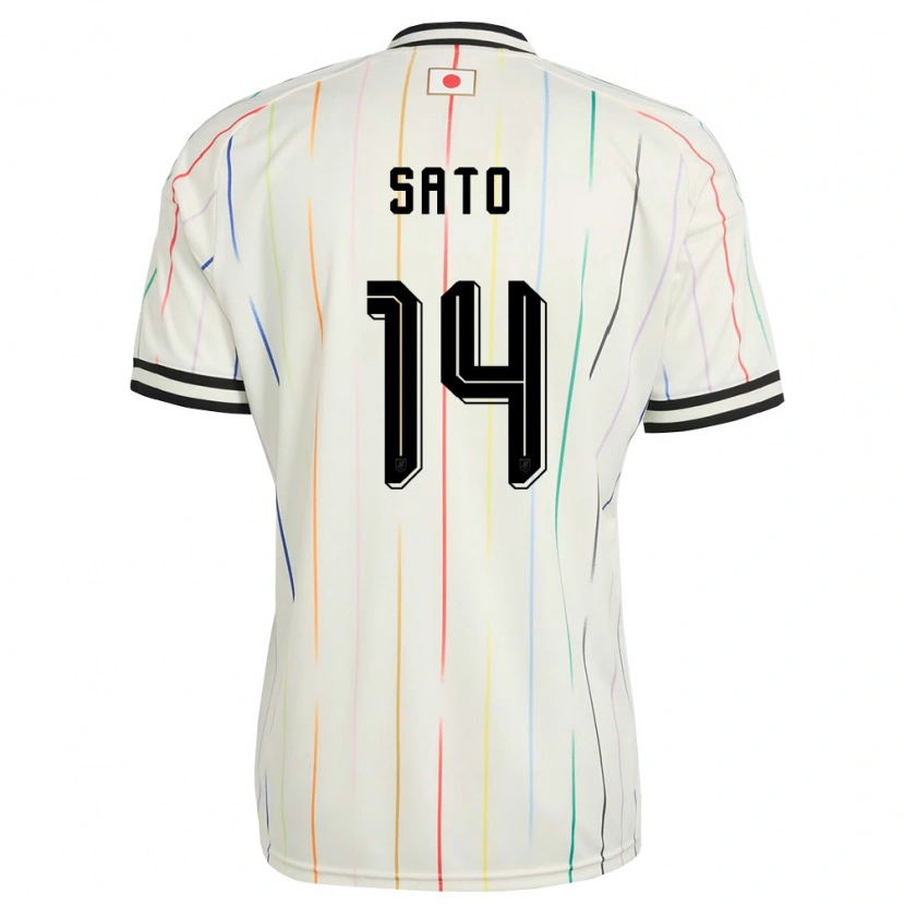 Danxen Mujer Camiseta Japón Ryunosuke Sato #14 Blanco Negro 2ª Equipación 26-28 La Camisa