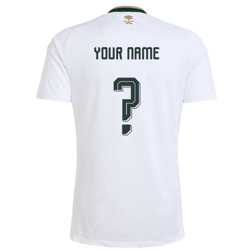 Danxen Mujer Camiseta Arabia Saudita Su Nombre #0 Blanco Verde Oro 2ª Equipación 26-28 La Camisa