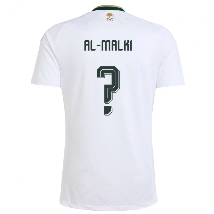 Danxen Mujer Camiseta Arabia Saudita Mohammed Al-Malki #0 Blanco Verde Oro 2ª Equipación 26-28 La Camisa
