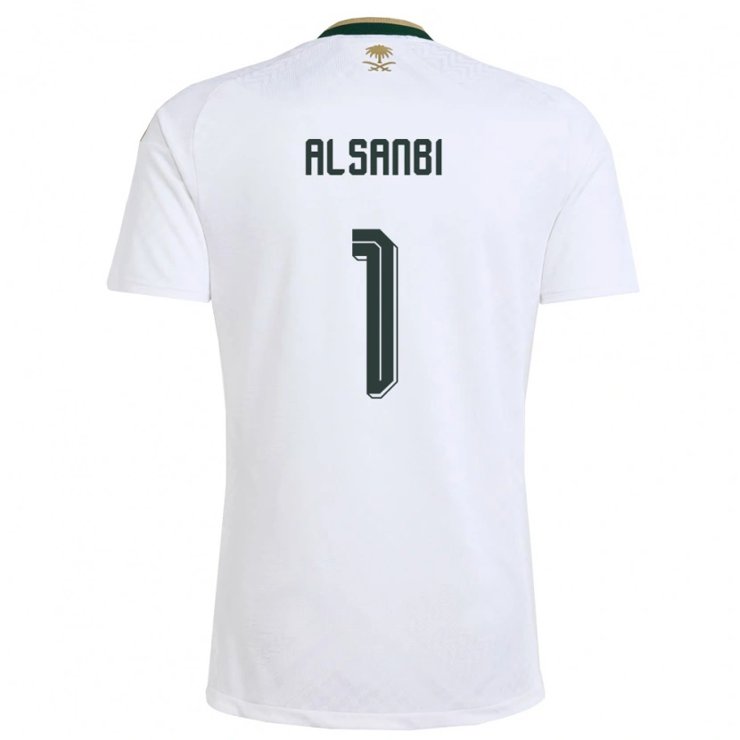 Danxen Mujer Camiseta Arabia Saudita Abdulrahman Alsanbi #1 Blanco Verde Oro 2ª Equipación 26-28 La Camisa