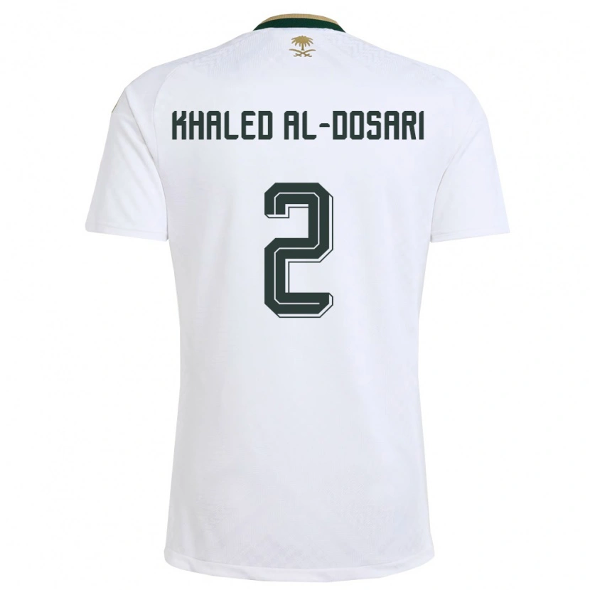 Danxen Mujer Camiseta Arabia Saudita Yazeed Khaled Al-Dosari #2 Blanco Verde Oro 2ª Equipación 26-28 La Camisa
