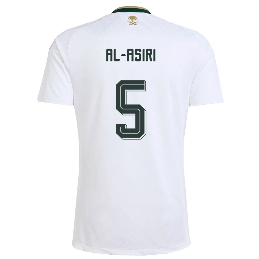 Danxen Mujer Camiseta Arabia Saudita Khalid Al-Asiri #5 Blanco Verde Oro 2ª Equipación 26-28 La Camisa