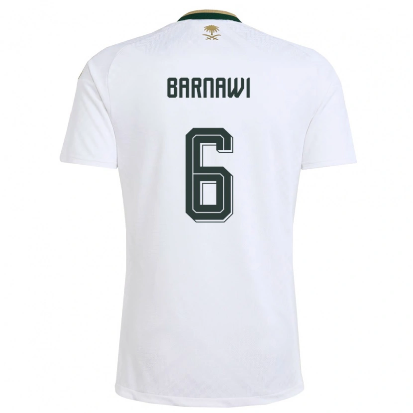 Danxen Mujer Camiseta Arabia Saudita Saleh Barnawi #6 Blanco Verde Oro 2ª Equipación 26-28 La Camisa