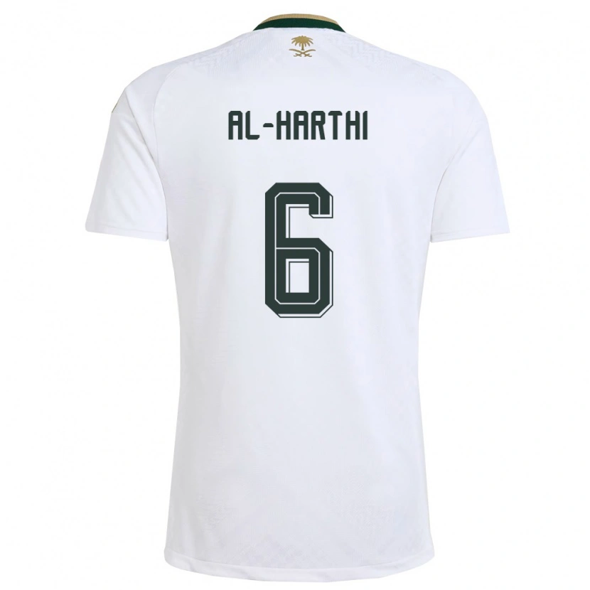 Danxen Mujer Camiseta Arabia Saudita Adel Al-Harthi #6 Blanco Verde Oro 2ª Equipación 26-28 La Camisa