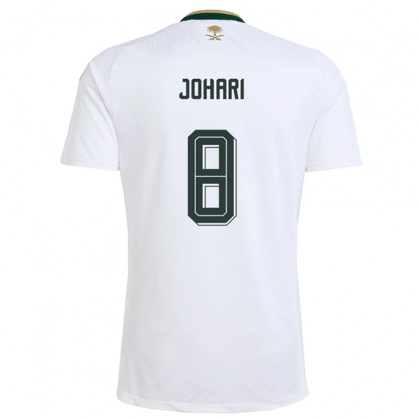 Danxen Mujer Camiseta Arabia Saudita Layan Johari #8 Blanco Verde Oro 2ª Equipación 26-28 La Camisa