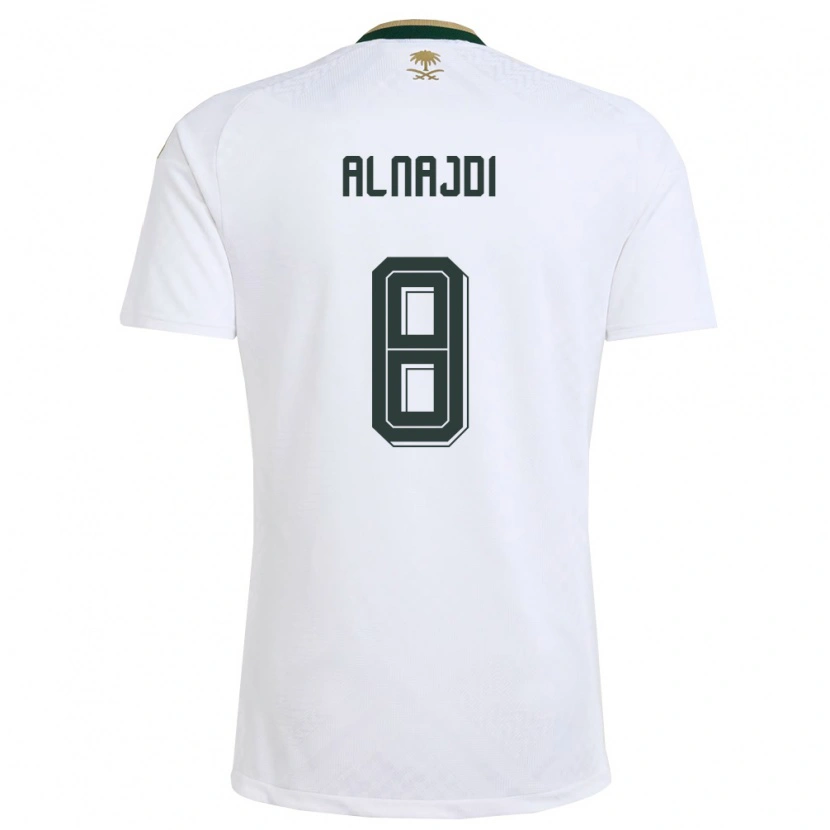 Danxen Mujer Camiseta Arabia Saudita Salem Alnajdi #8 Blanco Verde Oro 2ª Equipación 26-28 La Camisa