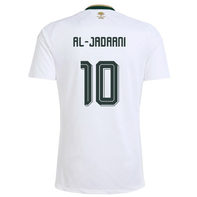 Danxen Mujer Camiseta Arabia Saudita Nawaf Al-Jadaani #10 Blanco Verde Oro 2ª Equipación 26-28 La Camisa