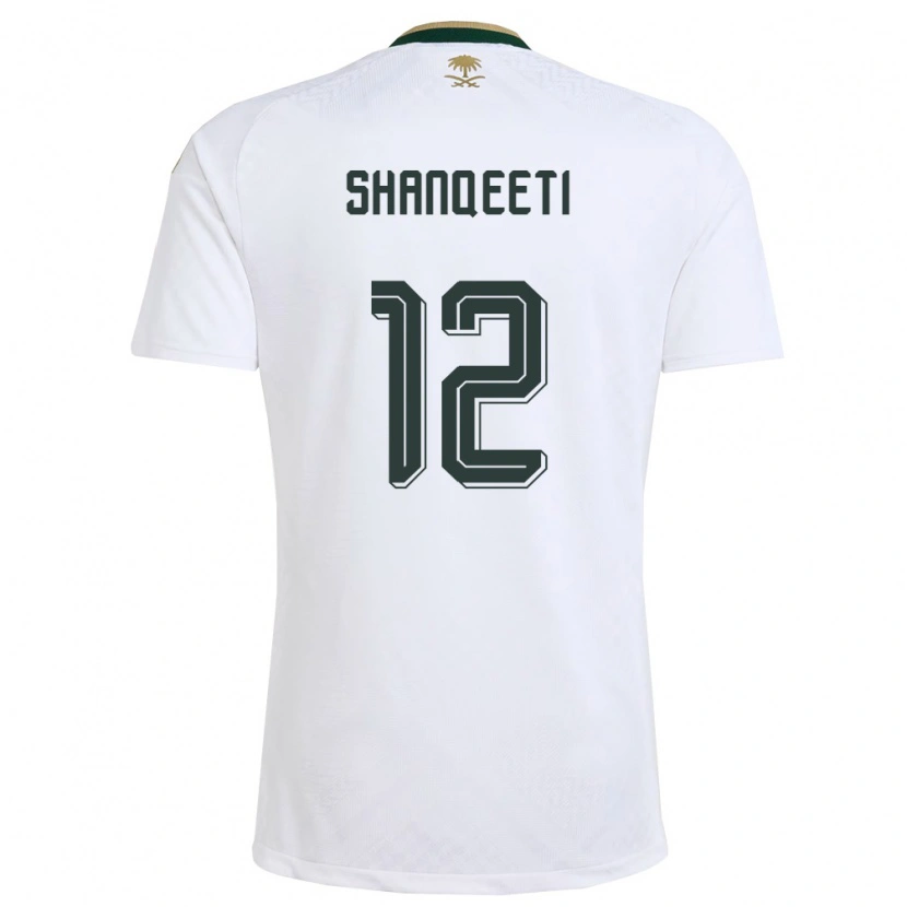 Danxen Mujer Camiseta Arabia Saudita Muhannad Shanqeeti #12 Blanco Verde Oro 2ª Equipación 26-28 La Camisa