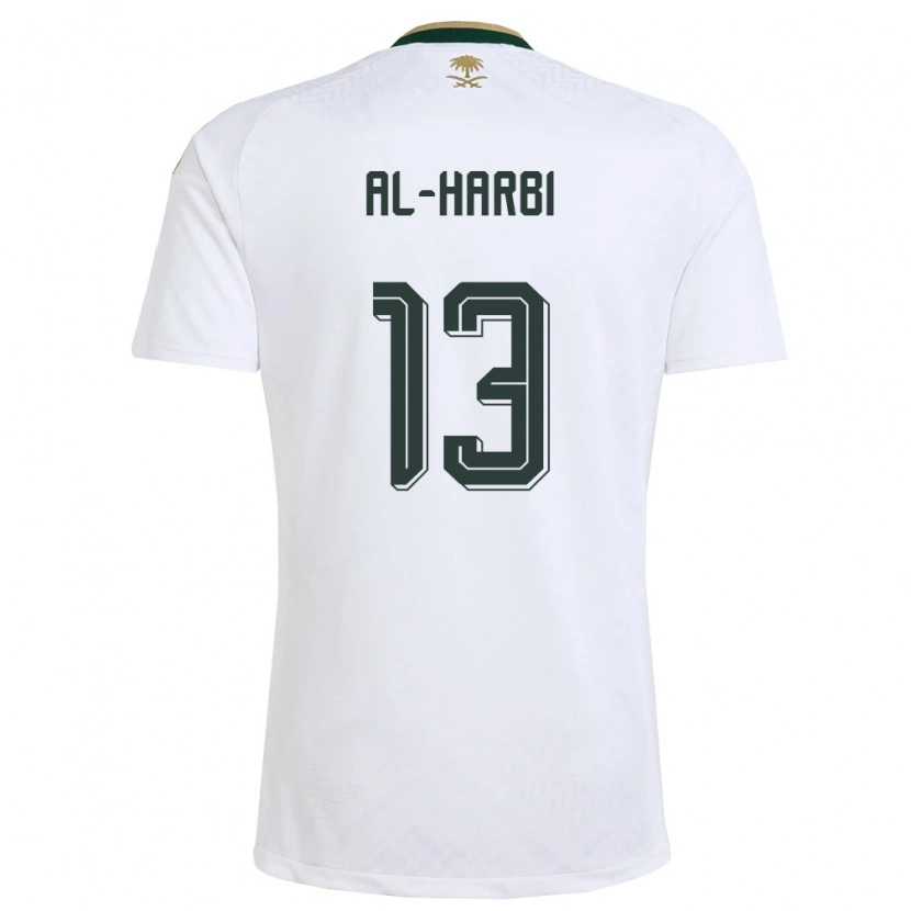 Danxen Mujer Camiseta Arabia Saudita Moteb Al-Harbi #13 Blanco Verde Oro 2ª Equipación 26-28 La Camisa