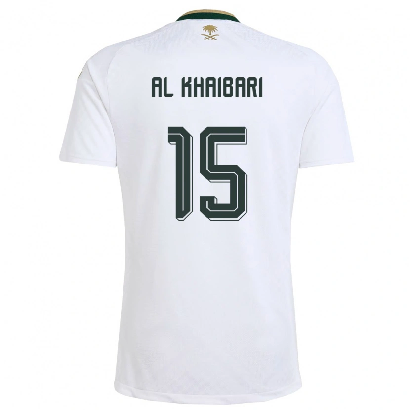 Danxen Mujer Camiseta Arabia Saudita Abdullah Al-Khaibari #15 Blanco Verde Oro 2ª Equipación 26-28 La Camisa