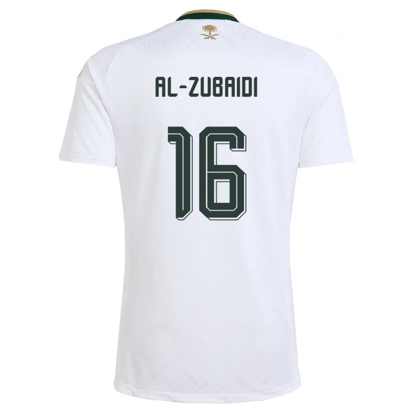 Danxen Mujer Camiseta Arabia Saudita Yaseen Al-Zubaidi #16 Blanco Verde Oro 2ª Equipación 26-28 La Camisa