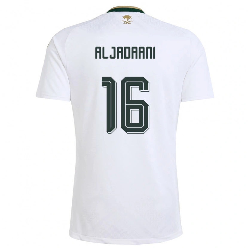 Danxen Mujer Camiseta Arabia Saudita Nawaf Aljadaani #16 Blanco Verde Oro 2ª Equipación 26-28 La Camisa