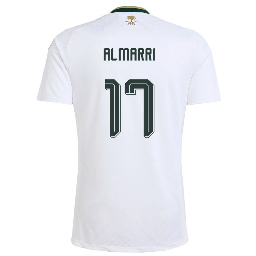 Danxen Mujer Camiseta Arabia Saudita Mohammed Almarri #17 Blanco Verde Oro 2ª Equipación 26-28 La Camisa